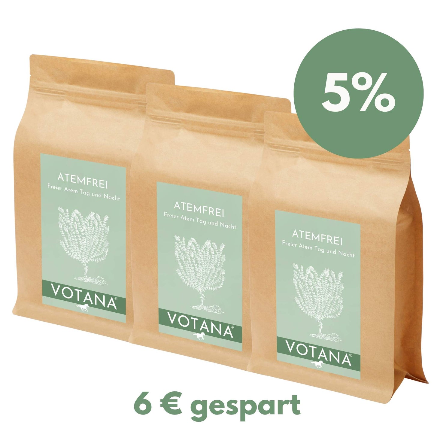 
                  
                    VOTANA ATEMFREI Kräutermischung 3x500g - Intensive Atemwegskur für Pferde mit kurzfristigem Bedarf - 8 Kräuter mit Thymian und Spitzwegerich
                  
                