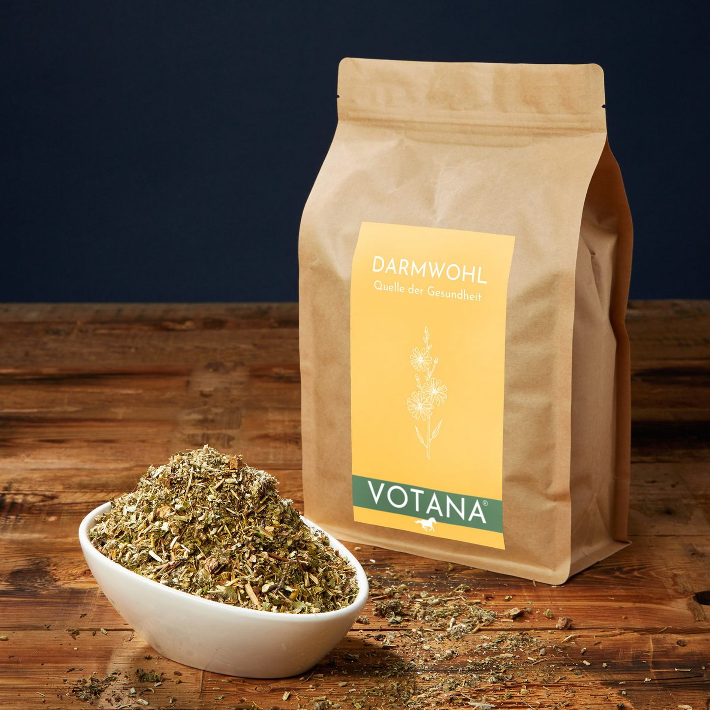 VOTANA DARMWOHL 1kg Packung mit Kräutermischung in Schale - Bitterstoffe und Gerbstoffe für gesunde Darmfunktion
