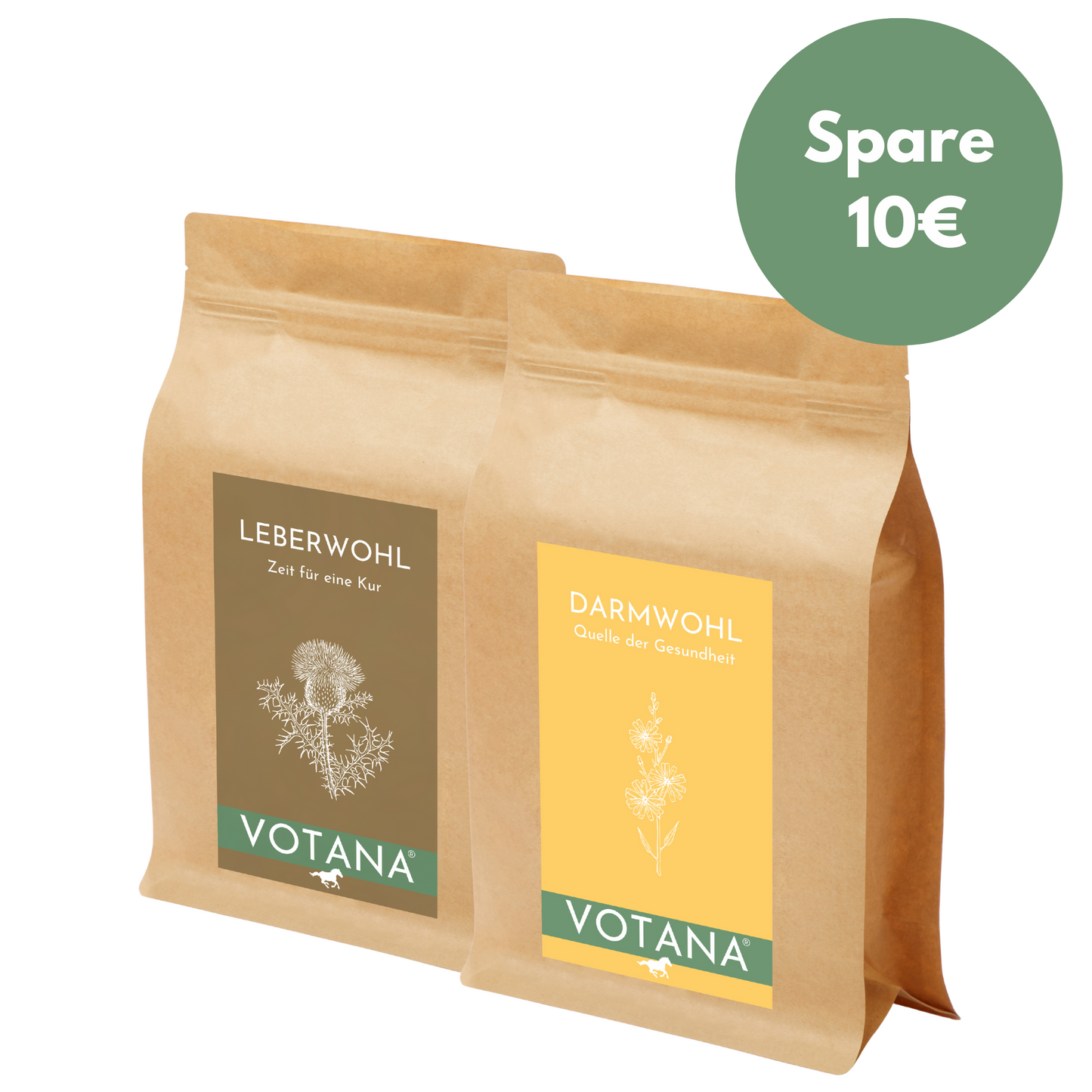 VOTANA FELLWECHSEL BUNDLE für Pferde - DARMWOHL + LEBERWOHL Kräutermischung mit 11 traditionellen Kräutern für Fellwechsel
