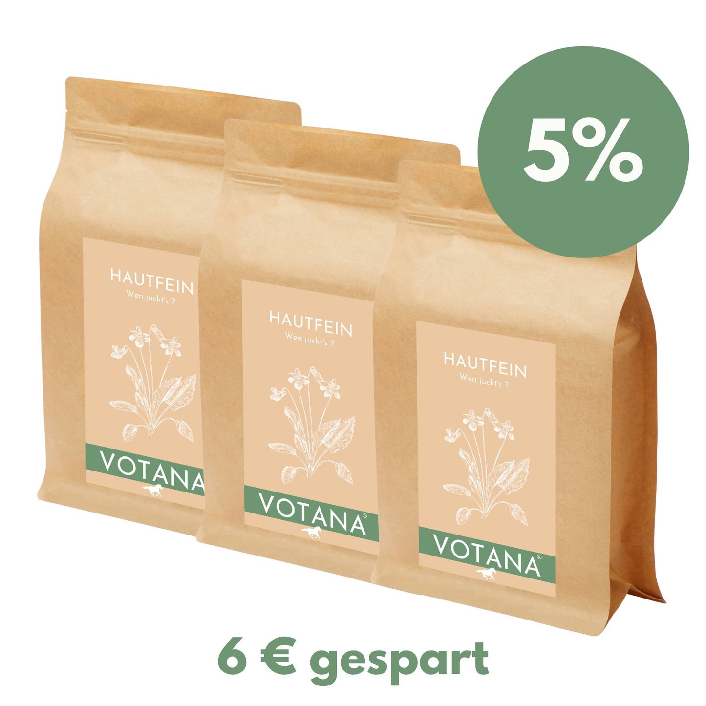 
                  
                    VOTANA HAUTFEIN Kräutermischung 3x500g - 7 Kräuter für Pferde mit empfindlicher Haut, Juckreiz und erhöhtem Hautunterstützungsbedarf
                  
                