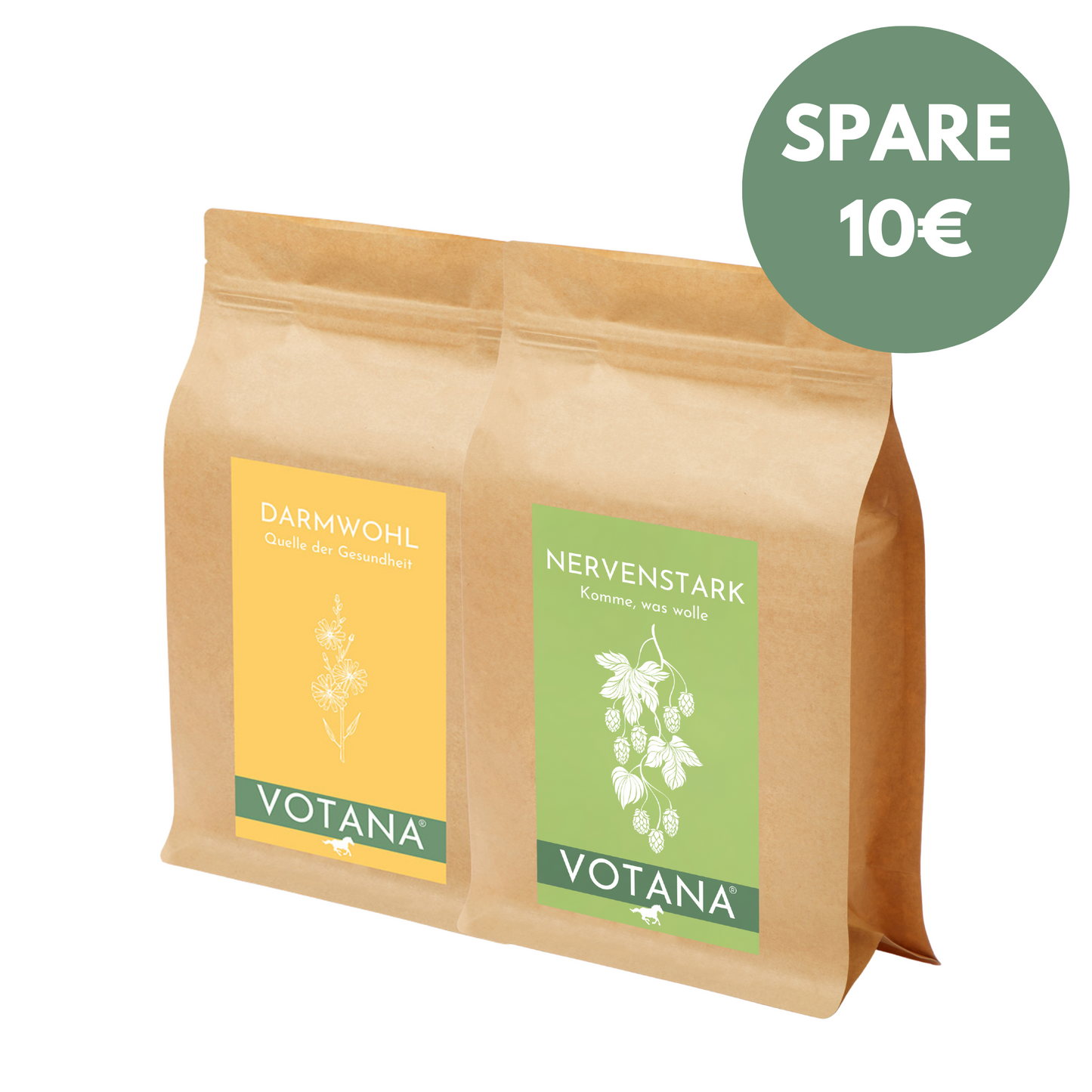 VOTANA NERVENBÜNDEL Bundle - NERVENSTARK + DARMWOHL, 14 Kräuter für nervöse Pferde mit Verdauungsproblemen
